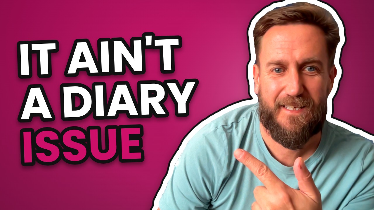 Martin Spencer pulling a face beside the words: It ain't a diary issue